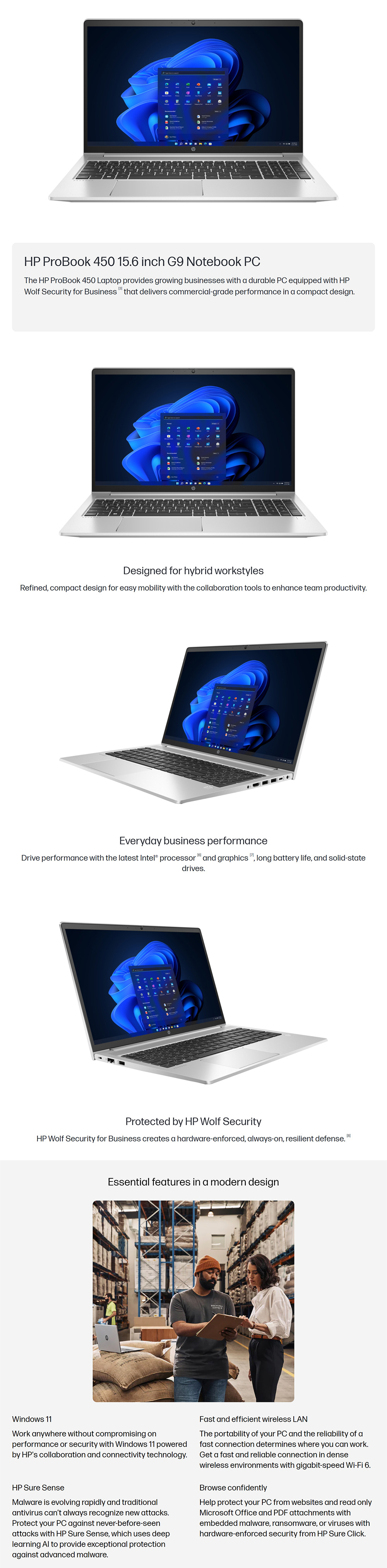 HP ProBook 450 G9 15.6" HD Intel i7-1255U, WIN11 PRO Notebook