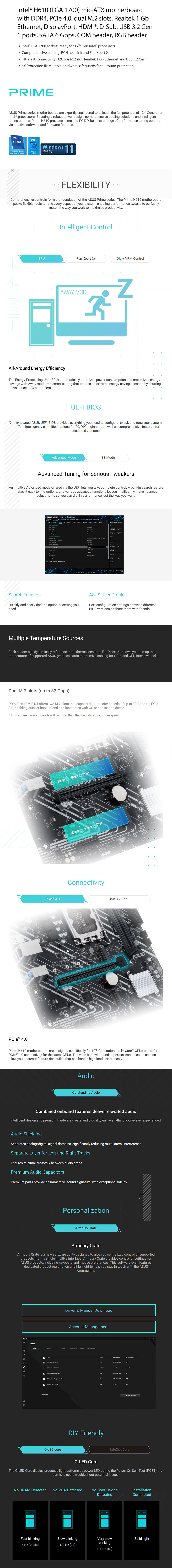 ASUS PRIME H610M-E D4 Intel LGA 1700 mATX Motherboard