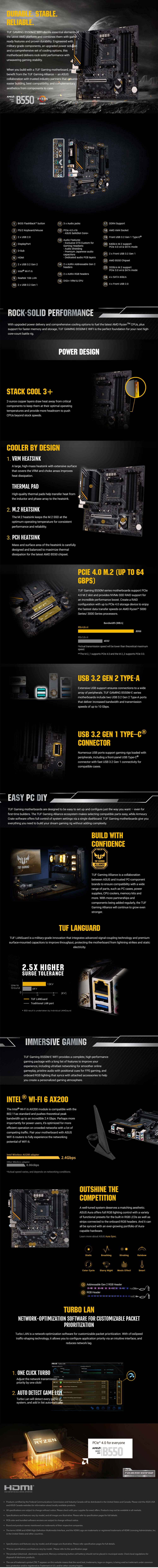ASUS AMD B550 TUF GAMING B550M-E WIFI AM4 Motherboard