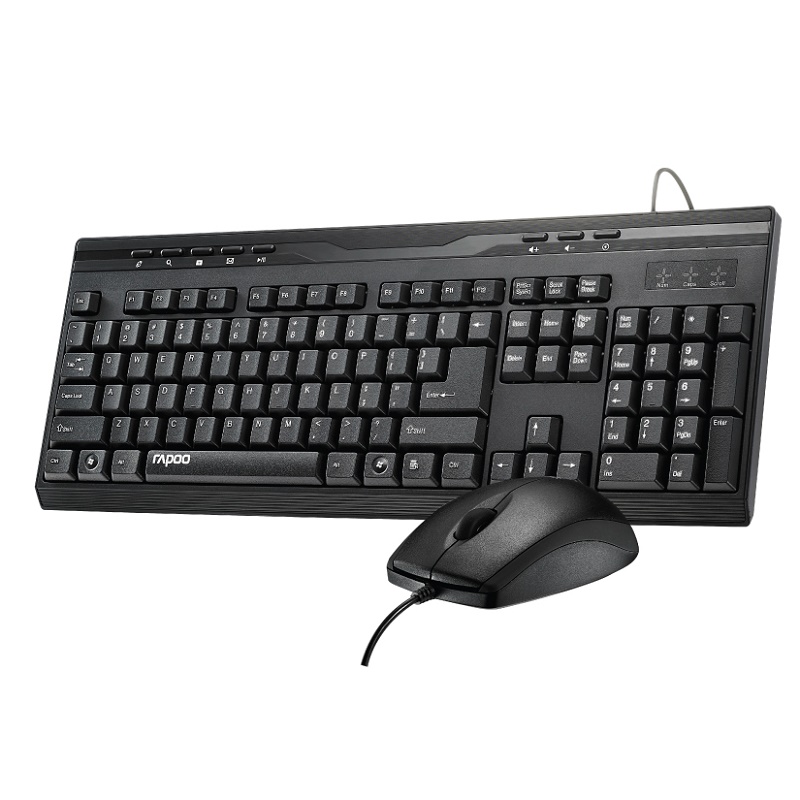 Rapoo NX1710 Wired Keyboard Mouse Optical Combo - Black