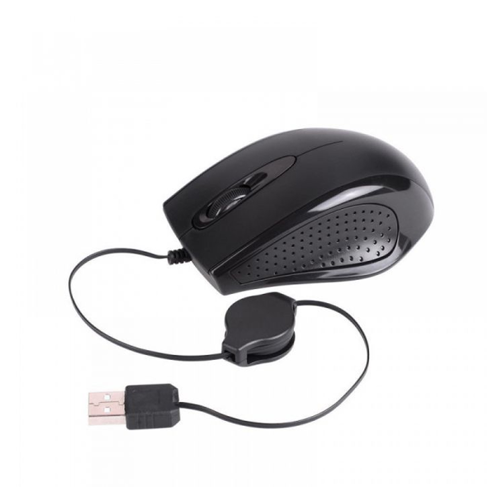 LASER Mouse Retractable USB Optical 3D Black Mouse
