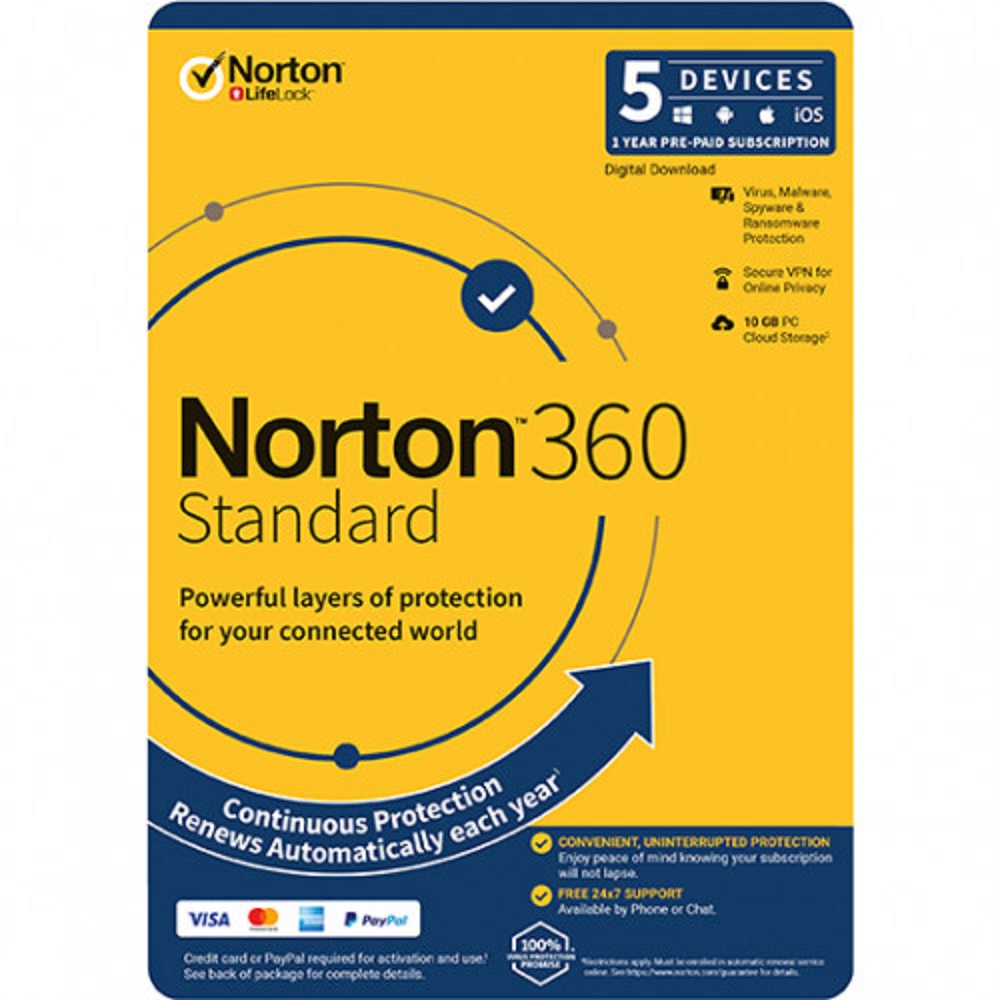 Norton 360 Standard 5 Devices (PC/Mac) 1 Year Retail
