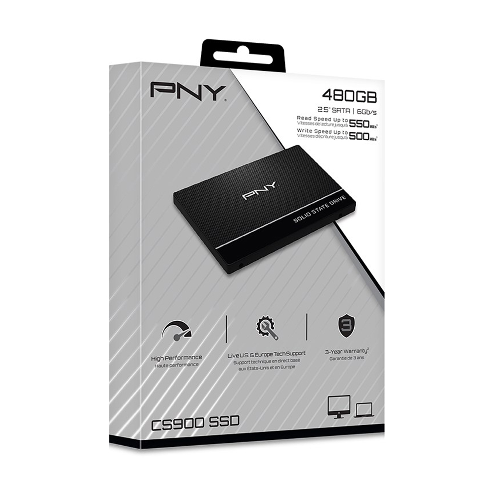 (LS) PNY CS900 480GB 2.5' SSD SATA3 515MB/s 490MB/s R/W 200TBW 99K/90K IOPS 2M hrs MTBF 3yrs wty (LS> SSD7CS900-500-RB)