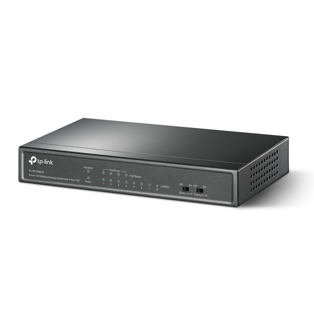 TP-Link TL-SF1008LP 8-Port 10/100Mbps Desktop Switch with 4-Port PoE, Up To 41W For all PoE Ports