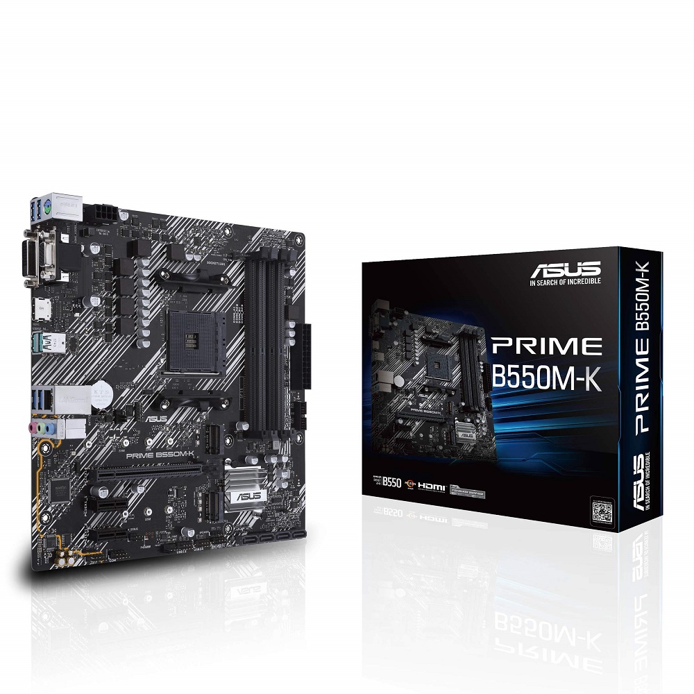 Asus ASUS, PRIME-B550M-K, AMD, AM4, Ryzen 3000 - 5000, 4x DDR4, 128G, Upto 4600/4800, PCIe 4 - 1x16