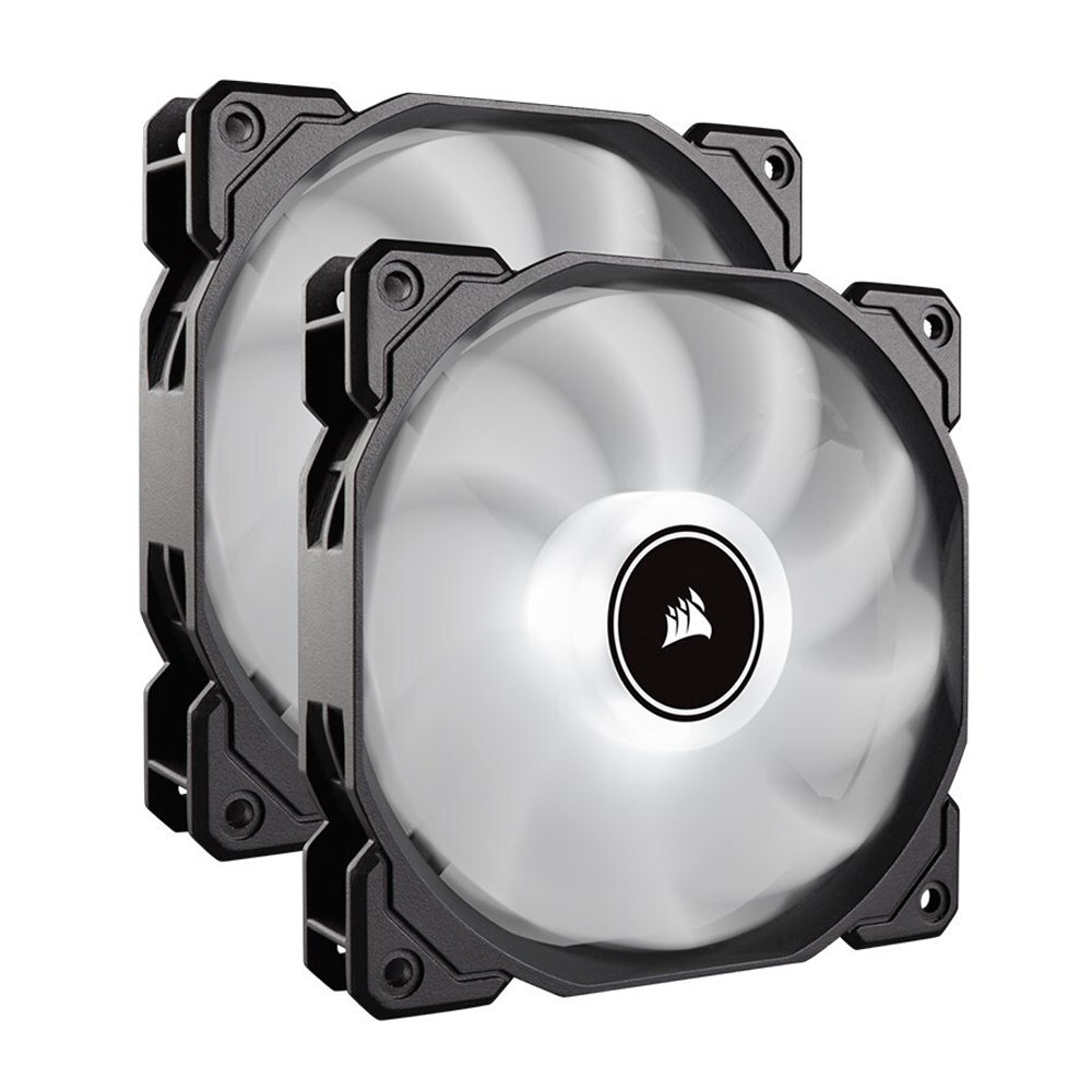 Corsair Air Flow 140mm Fan Low Noise Edition / White LED 3 PIN - Hydraulic Bearing, 1.43mm H2O. Superior cooling performance. TWIN Pack! (LS)