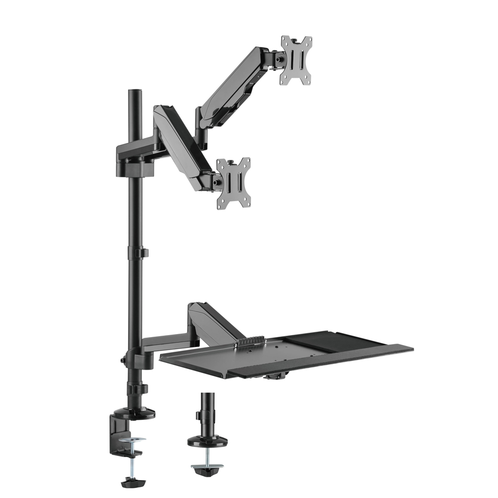 Brateck Gas Spring Sit-Stand Workstation Dual Monitors Mount Fit Most 17'-32' Moniters Up to 8kg per screen, 360?? Screen Rotation
