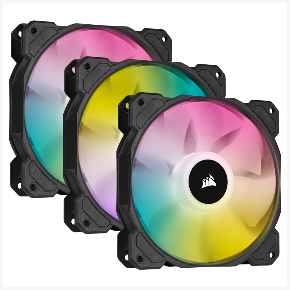 Corsair Black SP120 RGB ELITE, 120mm RGB LED PWM Fan with AirGuide, Low Noise, High CFM,  Triple Pack with Lighting Node CORE