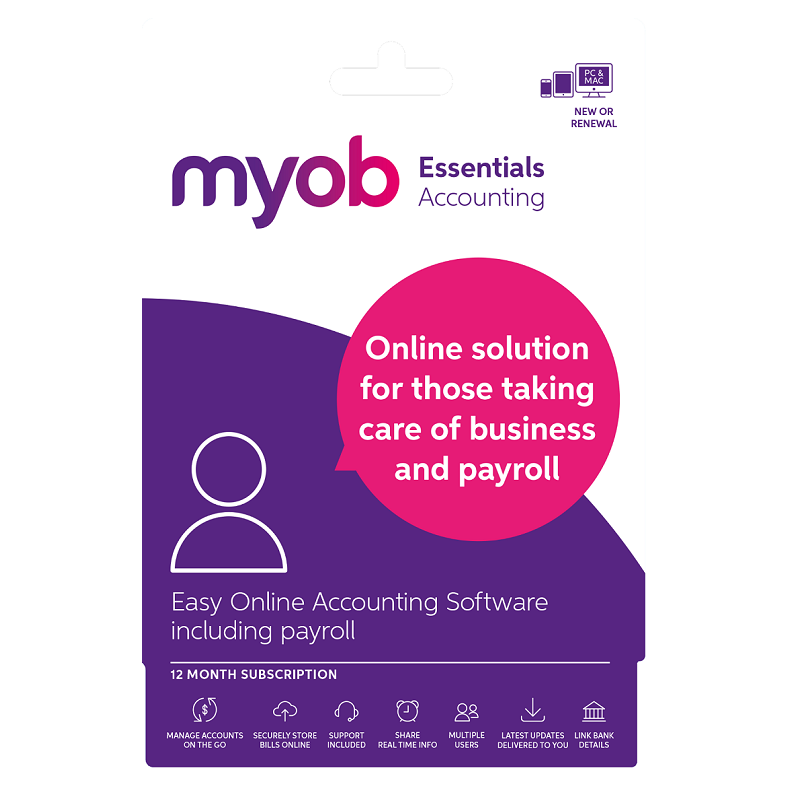 MYOB Essentials Unlimted Payroll 1yr Subscription Email key