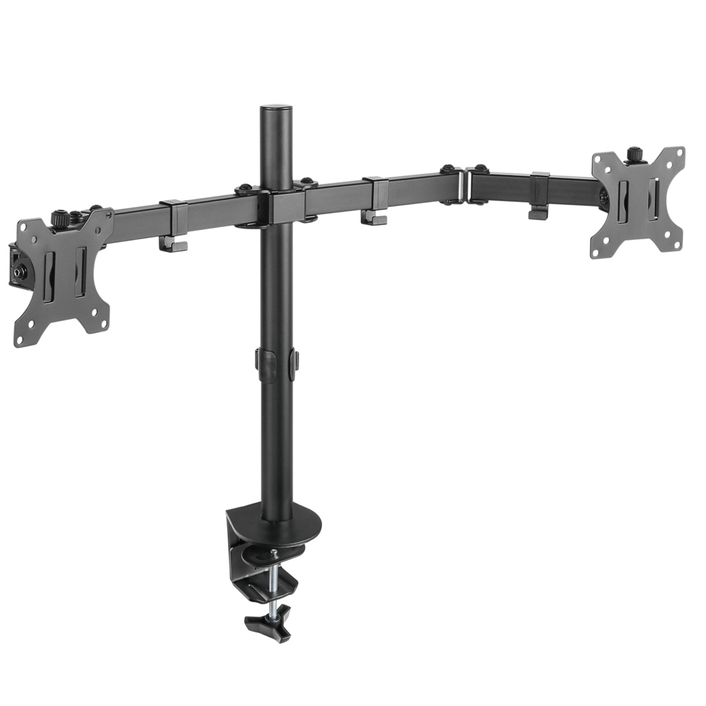 Brateck Dual Screens Economical Double Joint Articulating Steel Monitor Arm Fit Most 13??????-32?????? Monitors Up to 8kg per screen VESA 75x75/100x10