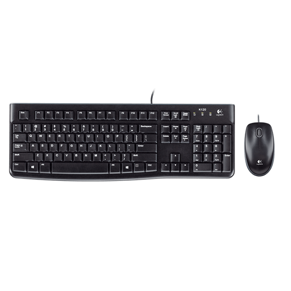 Logitech MK120 Keyboard & Mouse Combo Quiet typing and Spill resistant High-definition optpical tracking Thin profile 3yr wty
