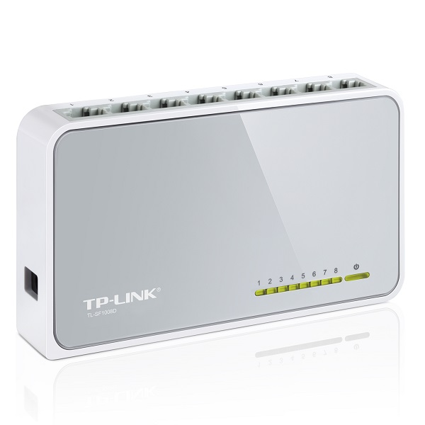 TP-Link TL-SF1008D 8-port 10/100M Desktop Switch, 8 10/100M RJ45 ports, Plastic case, Supports Auto MDI/MDIX