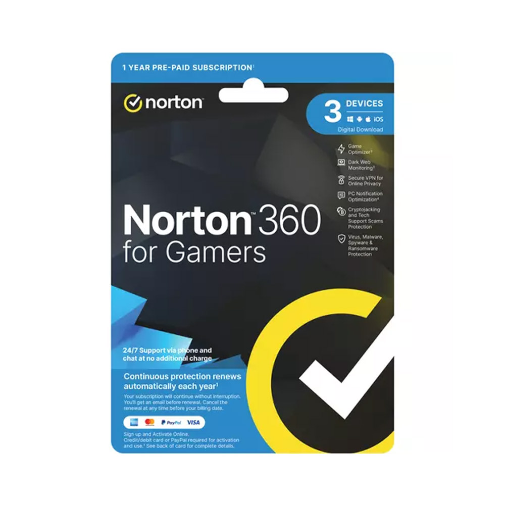 Norton 360 for Gamers 3 Devices 1 Year Lic Key 